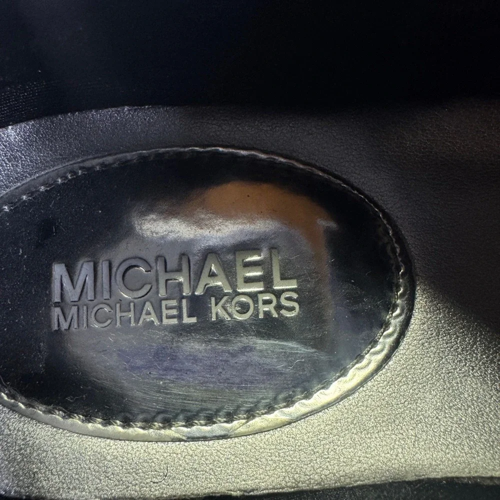 Michael Kors Allie Trainer Sneakers Black Silver Metallic Mesh Low Top Shoes‎ 7